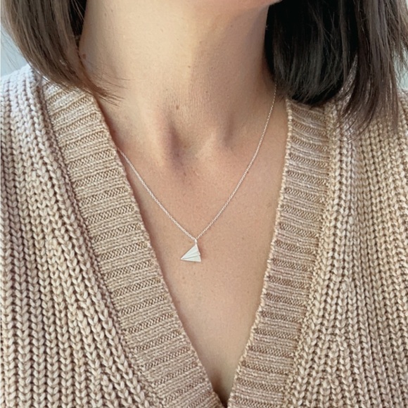 Sterling Silver Paper Airplane Necklace - Picture 5 of 8